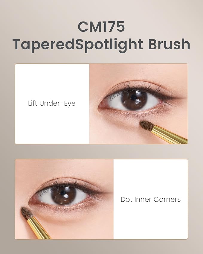 Desert Oak Series Aegyo-Sal Brush Duo - Under-Eye Highlight & Contour Set with Pony Hair, Bubinga Handle (CM175 + CM176)-Velvo Beauty