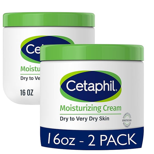 Cetaphil Face & Body Moisturizer, Hydrating Moisturizing Cream for Dry to Very Dry, Sensitive Skin, NEW 16 oz 2 Pack, Fragrance Free, Non-Comedogenic, Non-Greasy-Velvo Beauty