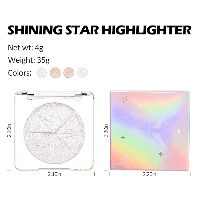 Erinde Pearl White Shimmer Glitter Highlighter Highlight Makeup Contour Powder, Silver Face Illuminator Highlighter, Highlighter Makeup iluminadores Illuminator for Face Body Cheek-Velvo Beauty