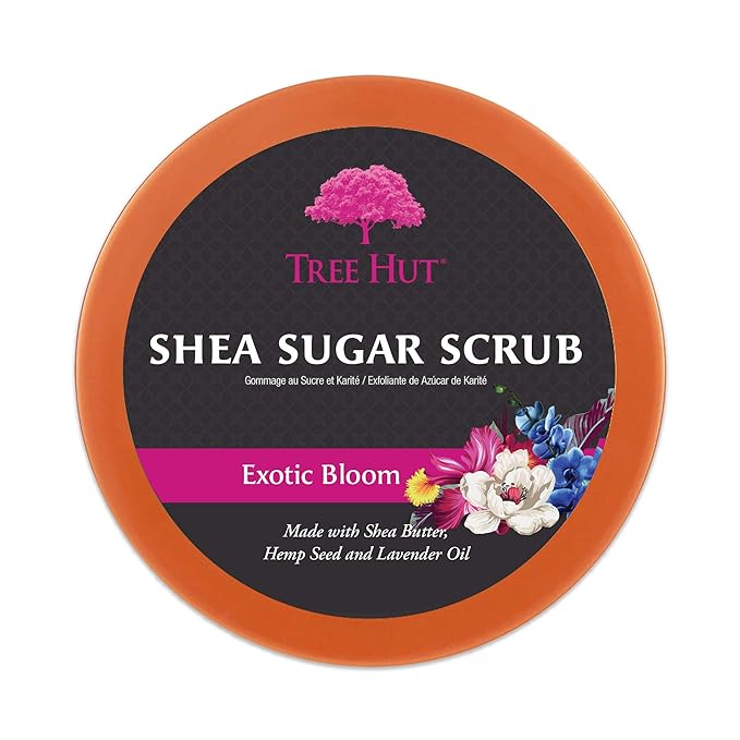 Tree Hut Exotic Bloom Shea Sugar Scrub | Exfoliating Body Scrub Removes Dead, Dry Skin for a Soft & Hydrated Feel | Nourishing Essential Body Care | 18 fl oz.-Velvo Beauty