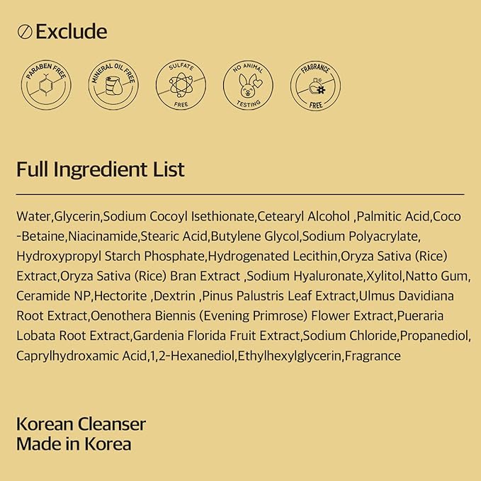 Rice Mask Cleanser 6.76 fl oz - Glow-Boosting & Hydrating Face Wash with Jeju Rice & Natto Gum, Gentle Exfoliating Daily Foam Cleanser, Deep Pore Cleansing, Non-Irritating- Korean Skin Care-Velvo Beauty