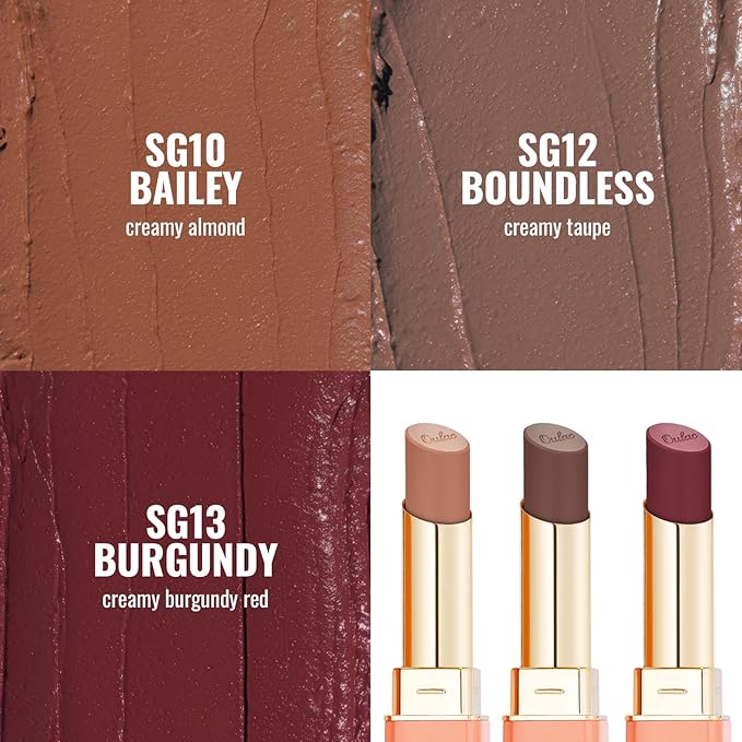 Oulac Color Rich Satin Lipstick Set For Women Nude Brown Lipsticks High Impact Lipcolor Tinted Lip Balm, Nourishing, Satin Finish, Moisturizing Creamy Formula, Vegan Gluten Free (10+12+13)-Velvo Beauty