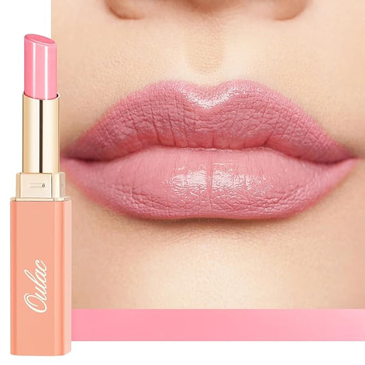 Oulac Pale Pink Lipstick Shine for Women, 2 in 1 Glossy Light Pink Tinted Lip Balm, Hydrating Lipstick for Dry Lips, Moisture Shine Sheer Juicy Finish Vegan 2.2g/0.07oz (20)-Velvo Beauty
