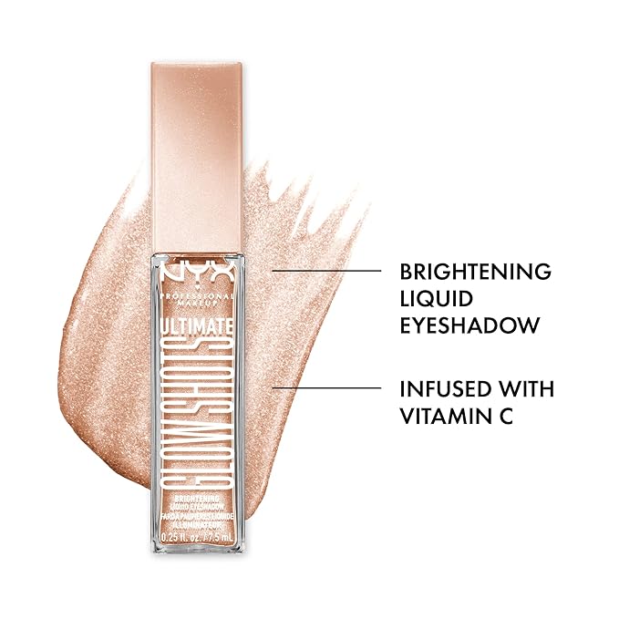NYX PROFESSIONAL MAKEUP Ultimate Glow Shots, Liquid Eyeshadow, Long-Lasting Shimmer Eye Shadow with Vitamin C - Highkey Lychee-Velvo Beauty