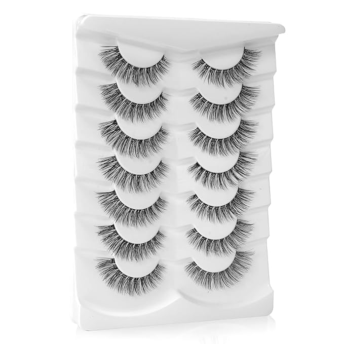 Onlyall Natural Eyelashes Mink False Eyelashes Natural Wispy Lashes Soft Clear Band Lashes Fluffy False Lashes 14MM A11-Velvo Beauty