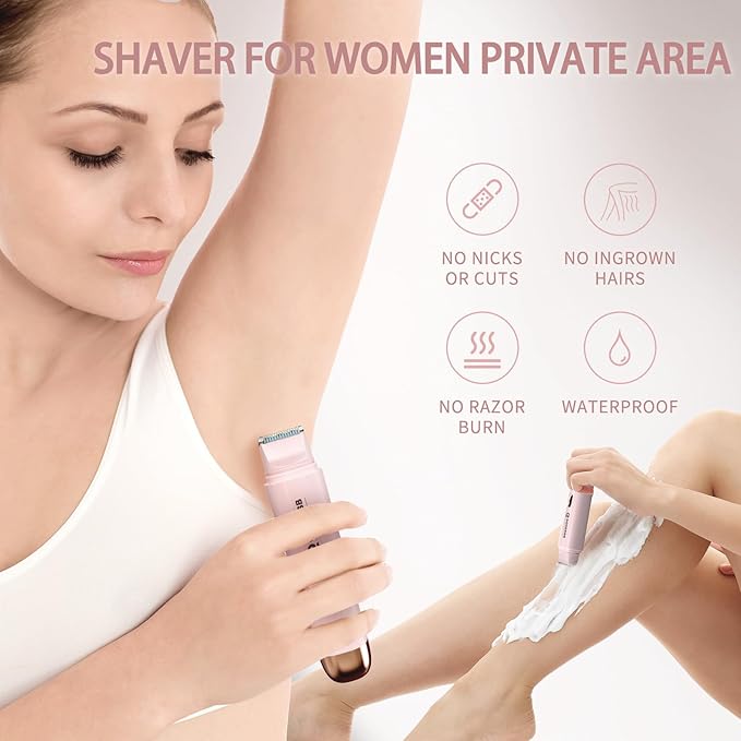 Bikini Trimmer for Women, Waterproof Electric Bikini Shaver Cordless Recharge Razors for Women for Leg Bikini Area Face Armpit & Body Trimming, Ideal Gifts for Ladies - Pink-Velvo Beauty