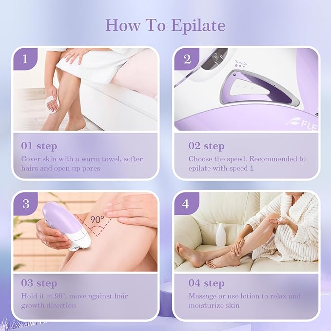 Epilators, 2-Speed Painless Smooth Glide Epilator for Women, Cordless Rechargeable Facial Hair Removal Epilator, Hair Removal Device for Women's Face Legs Bikini Area Arms Legs-Velvo Beauty