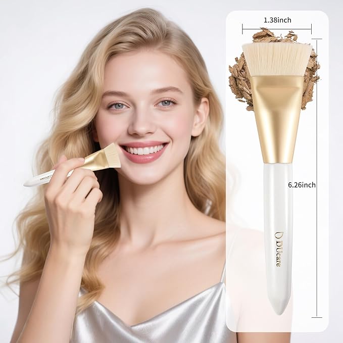 DUcare Contour Brush, Flat Top & Oval Head Face Contouring Brush For Blending & Buffing, Multi-Purpose Face Makeup Brushes for Liquid Foundation/Cream/Facial Mask-Velvo Beauty