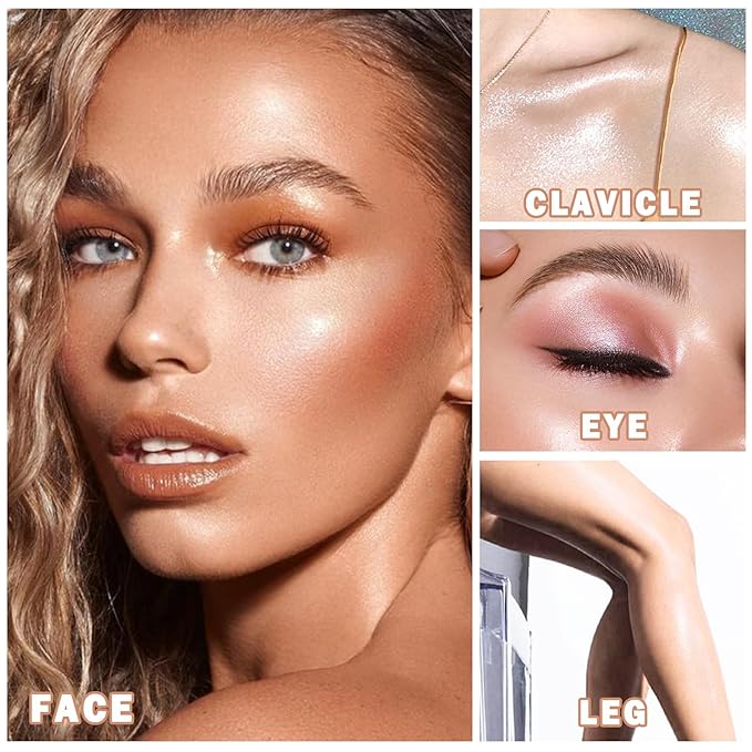 Body Hair Glitter Powder Highlighter Makeup Powder Polvo de Hadas Natural Enhance Facial Contours Lightweight Long-lasting Shimmer Face Body Makeup-Pearl White-Velvo Beauty