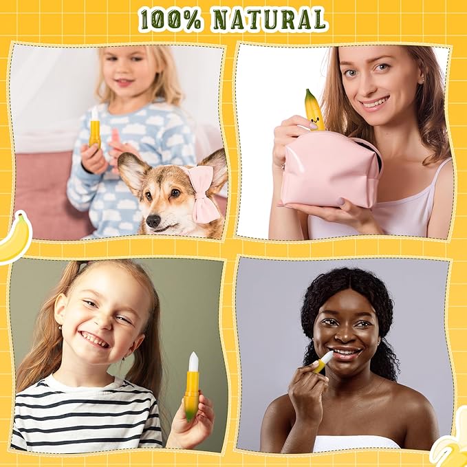 50 Pcs Employee Appreciation Gifts Bulk Banana Lip Balms Staff Appreciation Gift Bulk Lip Balm Gift Set Thank You Gift Lip Care Cream for Coworker Teacher Nurse Women Friend Baby Shower Favors-Velvo Beauty