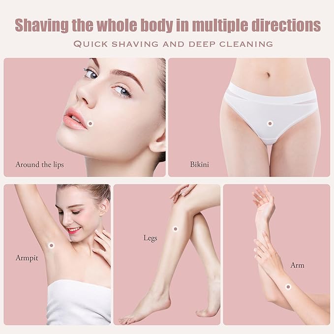 2-in-1 Women's Electric Shaver, Waterproof Cordless Bikini Trimmer & Body Razor, Dual Head Pain-Free Design, Pink Galaxy (2025)-Velvo Beauty