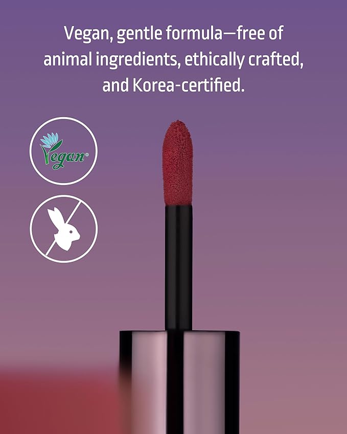 HEVVYMAKEUP Blurring Effect Lip Tint - Airy Velvet Matte Lips - Vegan, Longwear, Vibrant, Buildable Creamy Soft Texture - Korean Lip Makeup, Figgy Caramel, 0.13 fl.oz.-Velvo Beauty
