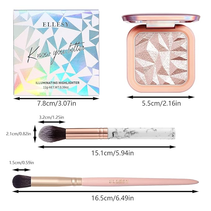 Face Highlighter Makeup Palette Kit, Shimmer Glitter Highlight Contouring Palette Natural Nude Shiny Contour Highlight Makeup Illuminator Highlighter Concealer Palette with brush (Nude Pink)-Velvo Beauty
