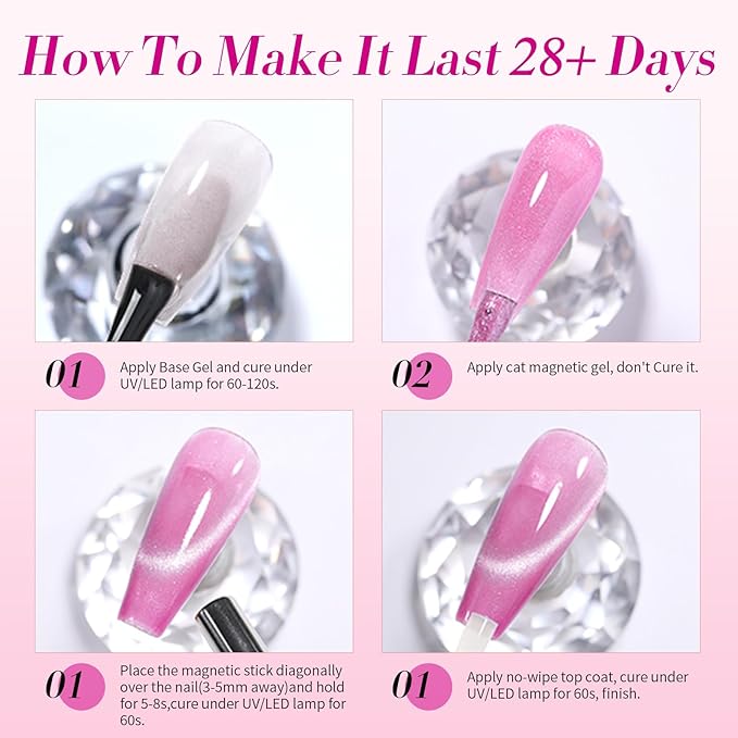 Born Pretty Gel Nail Polish Pink Series,Jelly Transparent Gel Polish, Cat Magnetic Eye,Holographic Glitter Hot Pink Nude Gel Polish for Salon Manicure and Nail Art DIY at Home 6 Colors-Velvo Beauty