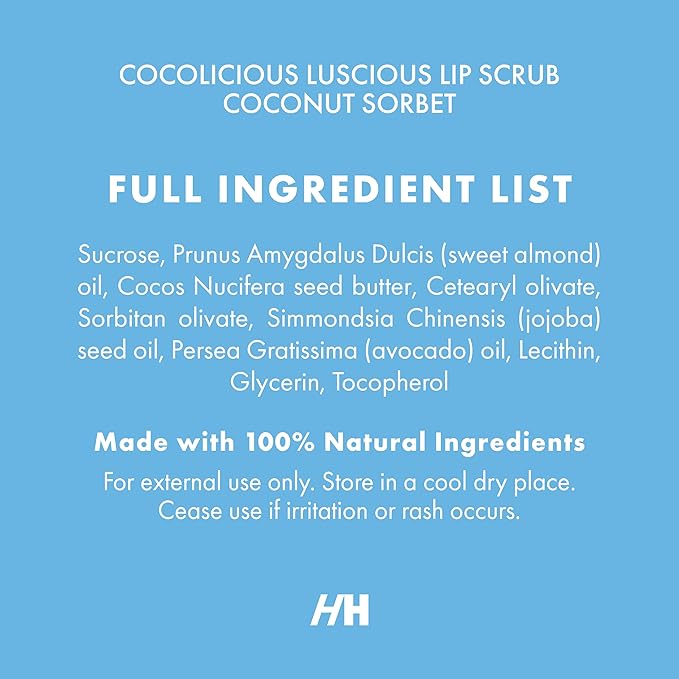 Handmade Heroes 100% Natural Lip Scrub, Vegan Conditioning Coconut Exfoliator - Gentle Exfoliant, Sugar Polish and Scrubber for Chapped Dry Lips, 1oz (Coconut Sorbet)-Velvo Beauty