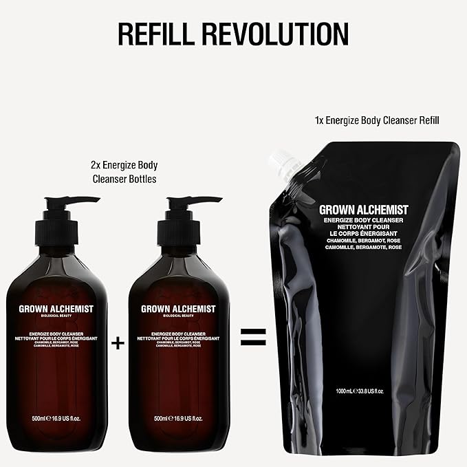 Grown Alchemist Energize Body Cleanser. Chamomile, Bergamot & Rose Body Cleanser. Gentle Body Wash. Hydrates & Cleanses Skin (500 ml)-Velvo Beauty