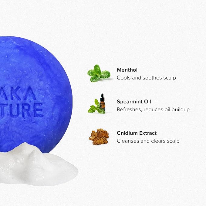 Maka Nature Low-Carbon Shampoo Bar | Korean K-Beauty Haircare with Natural Ingredients for Scalp & Hair Types | Vegan, Eco-Friendly, pH balanced, 3.35oz (Cooling)-Velvo Beauty