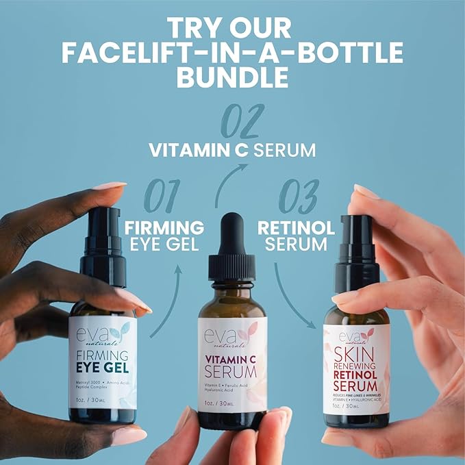 Retinol Serum by Eva Naturals - 2.5% Retinol Serum for Face with Hyaluronic Acid, Vitamin E & Organic Aloe - Retinol Face Serum that Reduce Wrinkles, Fine Lines & Dark Spots - Anti Aging Serum, 2 Pack-Velvo Beauty