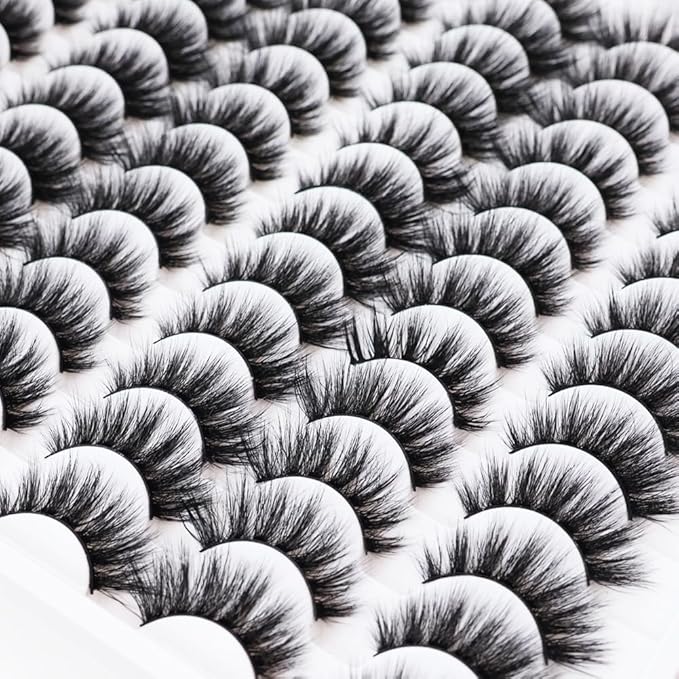 False Eyelashes 48 Pairs Faux Mink Lashes 14mm Wispy Lashes 3D Fluffy Cat Eye Lashes Pack Bulk Wholesale Strip Lashes(style 48-032)-Velvo Beauty