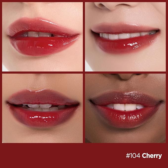 Laka Fruity Glam Tint, 4.5g/0.15 oz., Glowing Lip Stain with Wide Color Spectrum, Hydrating & Lightweight Texture, Long-Lasting Bold Stain, Non-Sticky, Vegan, K-Beauty (#103 Cherry)-Velvo Beauty