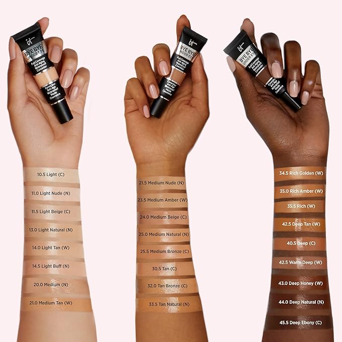 IT Cosmetics Makeup Set - Includes Supersize Bye Bye Under Eye Concealer (45.5 Deep) + Heavenly Luxe Complexion Perfection Concealer Brush (1 fl oz) - with Collagen, Hyaluronic Acid & Antioxidants-Velvo Beauty