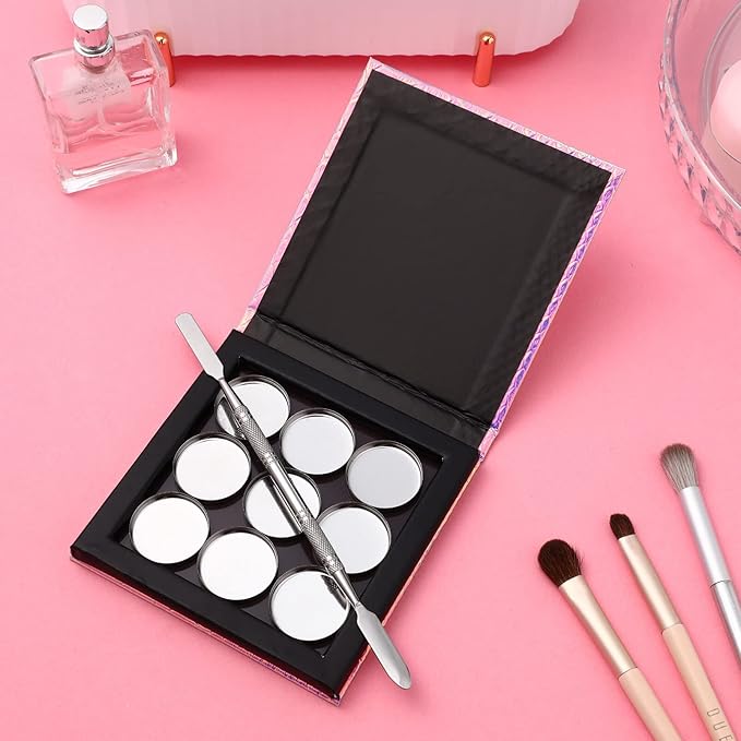 Beaupretty Empty Magnetic Palette Makeup Eyeshadow Palette with Round Metal Pans and Depotting Spatula Set for Eyeshadow Lipstick-Velvo Beauty