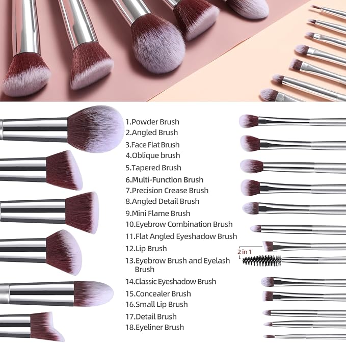 BS-MALL Makeup Brush Set 18 Pcs Premium Synthetic Foundation Powder Concealers Eye shadows Blush Makeup Brushes with black case-Velvo Beauty