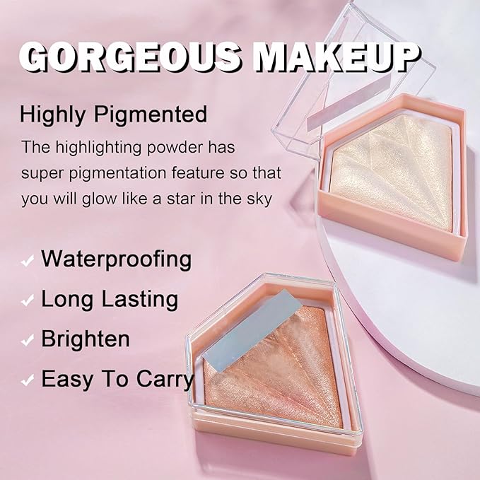 White Highlighter Makeup Palette Face Highlighter Powder Iluminadores De Maquillaje Narutal Shimmer Glitter Highlighter Contour Powder Makeup Palette-02 Quicksand Gold-Velvo Beauty