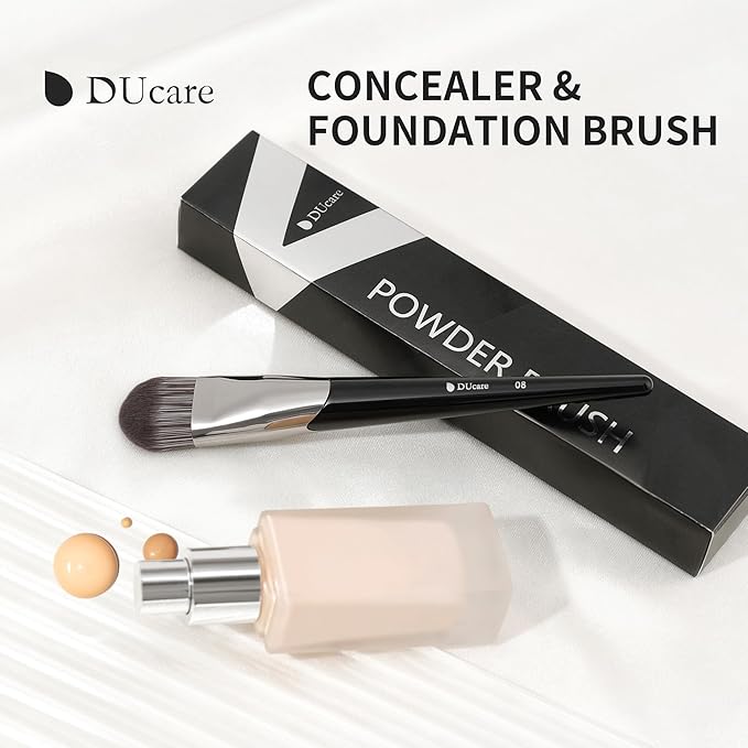 DUcare Flat Foundation Brush for Liquid Makeup, Premium Synthetic Hair Concealer/Kabuki Makeup Brush, Dense Bristles Design, Multi-Purpose Face Brushes for Liquid/Cream/Facial Mask-Velvo Beauty