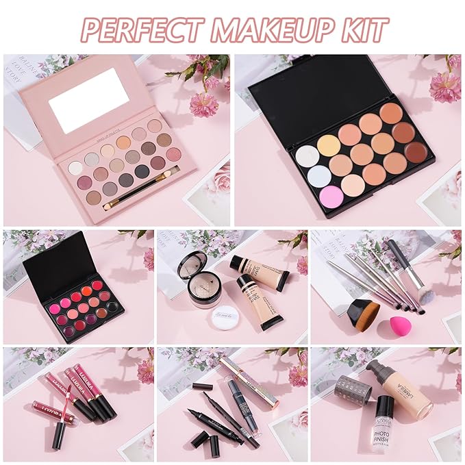 All in One Makeup Kit Makeup Kit for Women Full Kit Makeup Set Multipurpose Bundle Holiday Gift Box Essential Starter Bundle Include Full Makeup Kit for Women (Box3)-Velvo Beauty