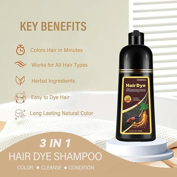 Brown Hair Dye Shampoo, Hair Color Shampoo for Women Men, Colors in Minutes, Champu para Canas, Easy to Use 16.90 Fl Oz-Velvo Beauty