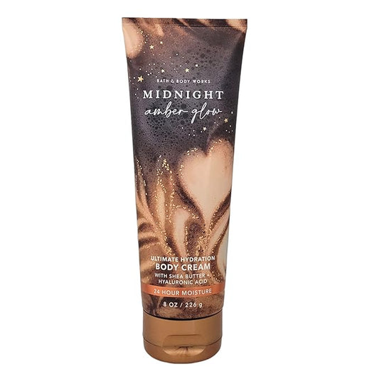 Bath & Body Works Midnight Amber Glow Signature Collection Ultimate Hydration Body Cream For Women (Midnight Amber Glow), 8.0 ounces, 8.0 Fl Oz, Pack of 1-Velvo Beauty