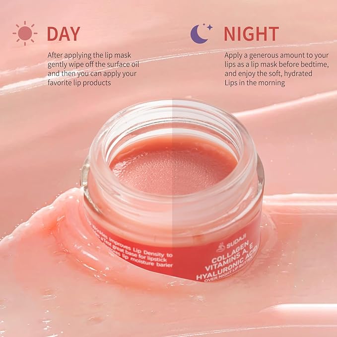 Lip Mask, Collagen Hydrating Lip Balm, Overnight Moisture Lip Butter with Hyaluronic Acid & Aloe Vera, Sleeping Nourishing Lip Butter Balm-Velvo Beauty