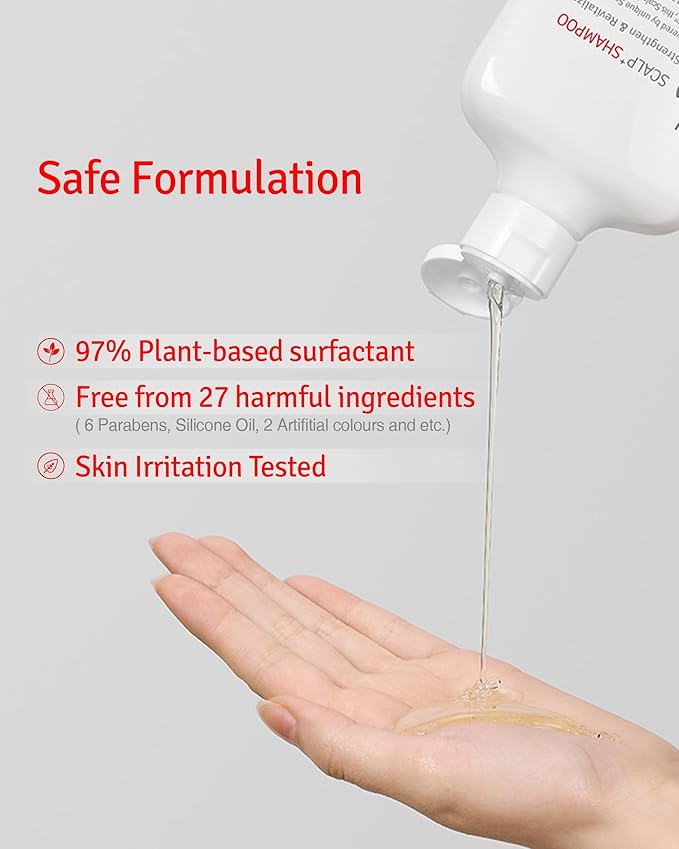 Scalp+ Shampoo for DHT Blocker, Hair Loss Relief - Moisture Anti-Aging Thickening Volumizing Fortifying & Repairing Hair Strength Fuller Hair with Vitamin C, Peptides, Biotin, 10.14 fl.oz.-Velvo Beauty