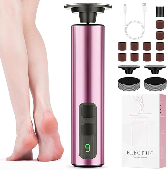 Electric Foot Callus Remover, 2in1 Rechargeable Foot File Callus Remover for Feet, 9 Speeds Foot Scrubber Dead Skin Pedicure Tools for Feet Heel Scraper for Cracked Heels with Sandpaper Discs-Velvo Beauty
