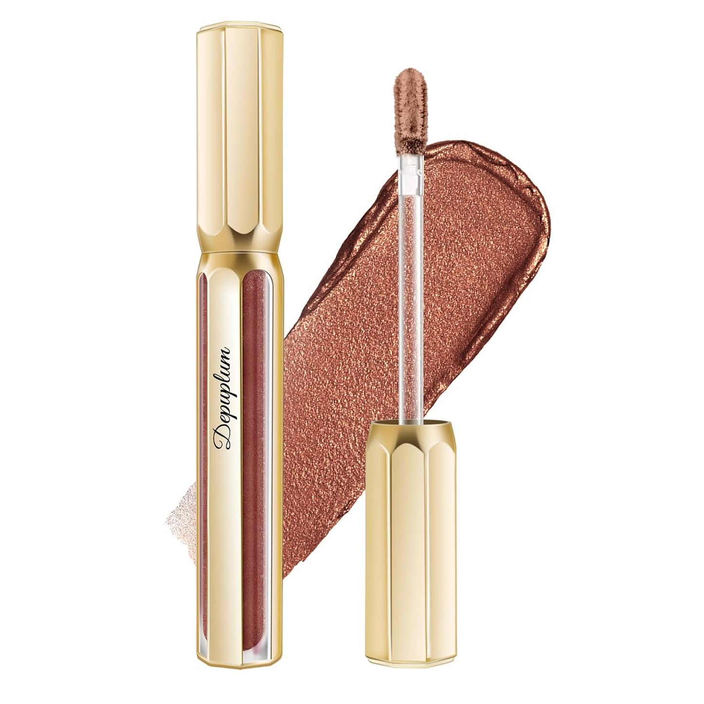 Chocolate Lipsticks for Women Metallic Lipstick Long Lasting Non Stick Cup Lip Gloss, Shimmer Lightweight Hydrating Full Coverage Lip Color, DP109 Candy-Velvo Beauty