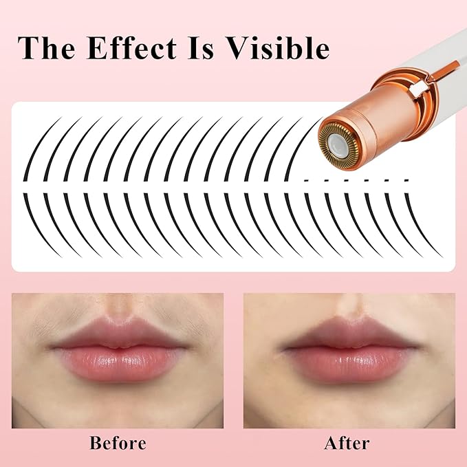 Facial Hair Removal for Women Men,Electric Painless Hair Removal Device Included 2 x Replacement Heads,USB Rechargeable Lady Womens Face Shaver with LED Light for Lip,Chin,Arms (White)-Velvo Beauty