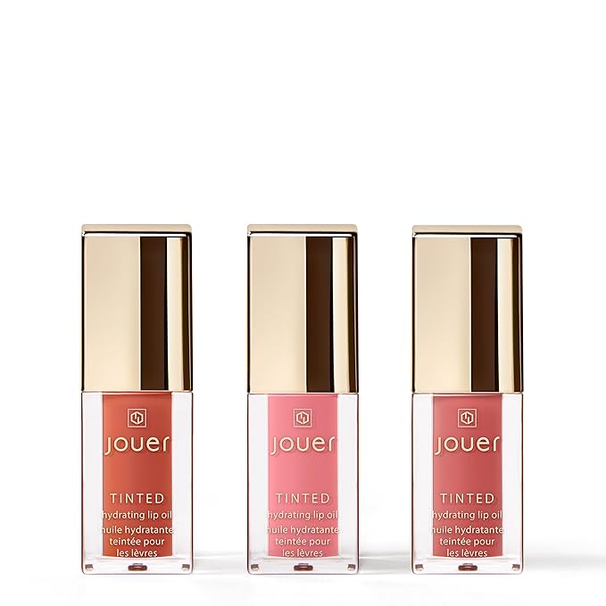 Jouer Bonnes Fêtes Deluxe Mini Lip Oil - Tinted Hydrating Lip Oil Gloss – Moisturizing Dry Lip Treatment Serum - Fragrance Free Tinted Lip Oil - Jojoba Seed Oil and Apricot Oil Formula - Valued at $42-Velvo Beauty