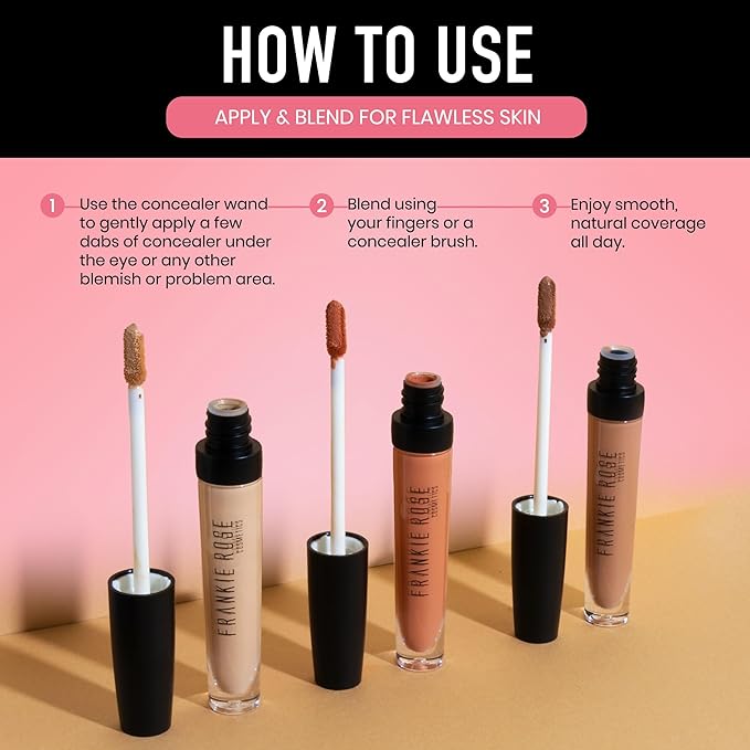 Frankie Rose Cosmetics Our Lil’ Secret Concealer – Sweat-Proof & Matte Under Eye Concealer, Long Lasting Concealer Full Coverage For Fine Lines, Dark Circles & Hide Imperfections - Toffee-Velvo Beauty