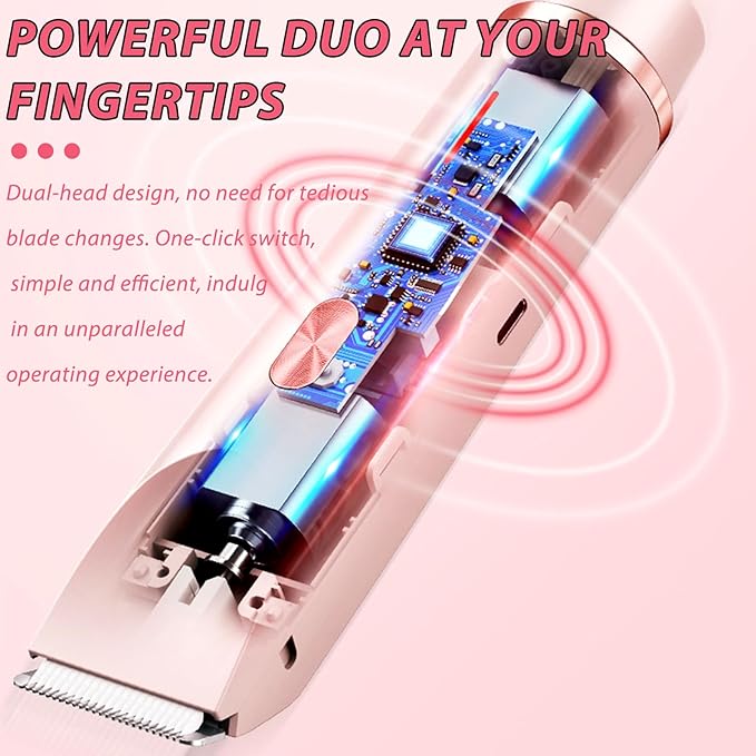 2025 New Electric Womens Shaver, 2-in-1 Women's Body Shaver, Bikini Electric Razor, Wet and Dry Use Body Trimmer for Home (Pink)-Velvo Beauty