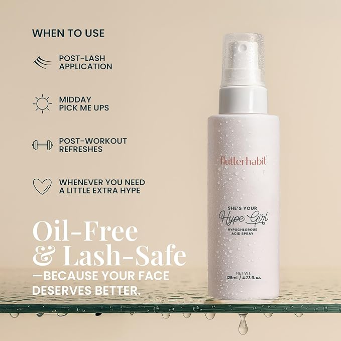 FlutterHabit Hypochlorous Acid Spray, Face Mist for Acne Prone Skin, HOCl Formula to Soothe Irritation, Refresh Complexion, Repair Damage, Balance Oil, Calm Redness, Restore Clarity (125mL)-Velvo Beauty