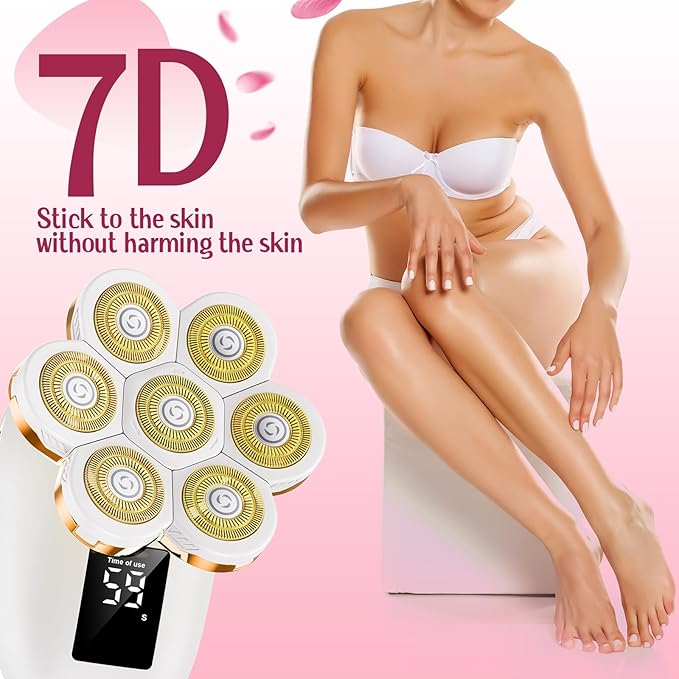 Electric Razors for Women,7D Gifts for Women,Cordless Electric Shaver with Detachable Head Wet/Dry Facial Hair Remover for Legs Painless Water Resistant (Gold)-Velvo Beauty