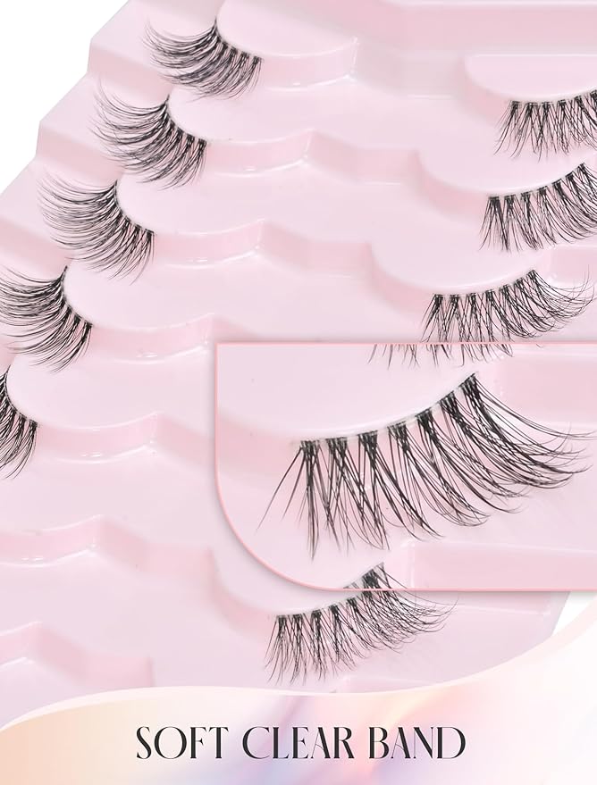 Half Lashes Natural Lashes Wispy Lashes Corner Lashes 3/4 False Eyelashes Natural Half Eyelashes Clear Band Lashes W05-Velvo Beauty