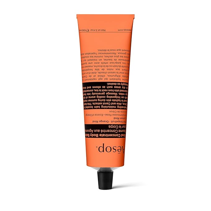 Aesop Rind Concentrate Travel Body Balm | Nourish and Smooth Skin with Shea and Cocoa Butter | Aloe Vera Juice to Soothe and Hydrate | 3.4oz / 100mL-Velvo Beauty