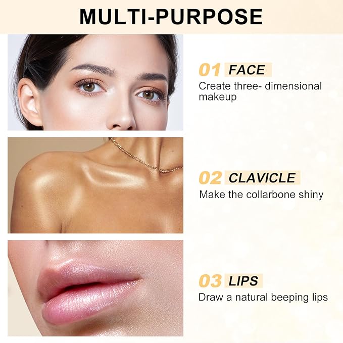 Boobeen Highlighter Makeup Highlighter Powder Palette, Shimmer Illuminator Highlight Contouring Palette Come with Mirror, Long Lasting Glow Defining the Face and Body-Velvo Beauty