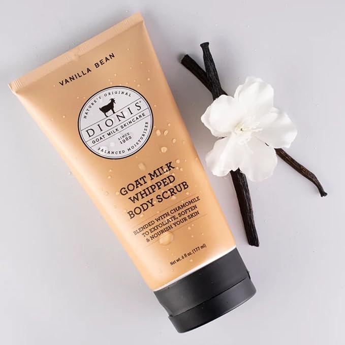 Dionis - Goat Milk Skincare Vanilla Bean Scented Sugar Scrub & Lotion Set (6 oz and 8.5 oz) - Made in the USA - Cruelty-free and Paraben-free-Velvo Beauty