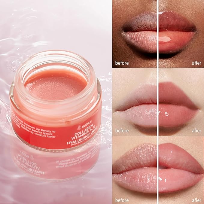 Lip Mask, Collagen Hydrating Lip Balm, Overnight Moisture Lip Butter with Hyaluronic Acid & Aloe Vera, Sleeping Nourishing Lip Butter Balm-Velvo Beauty