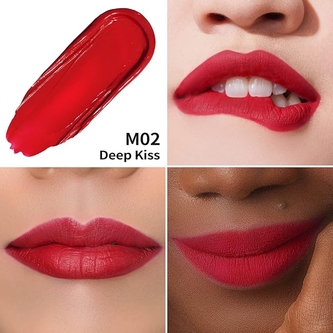 Oulac Red Matte Lipstick for Women, Classic Red Lip Stain Long Lasting Waterproof, No Transfer, Creamy High Pigmented Formula with Rose Oil, Vegan & Cruelty-Free, M02-Velvo Beauty