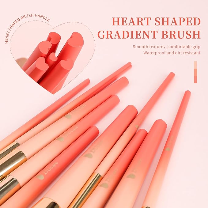 DUcare Makeup Brushes Set 14Pcs Love Struck Makeup Brush Set Premium Synthetic Kabuki Foundation Blending Face Powder Blush Concealers Eye Shadows Brushes-Velvo Beauty