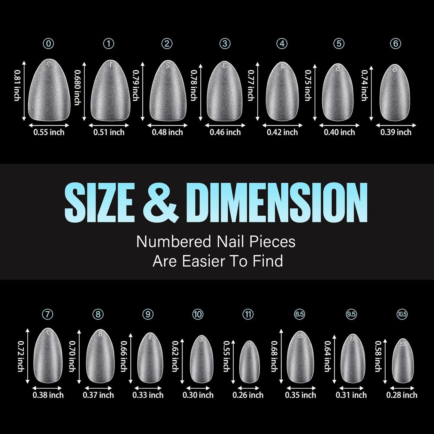 TOMICCA Short Almond Nail Tips - 450Pcs Acrylic Nail Tips Kit, 15 Sizes Pre Buffed Almond False Tips, Full Cover Double-sided Matte Nails for Nail Art Extension Press on Nails-Velvo Beauty